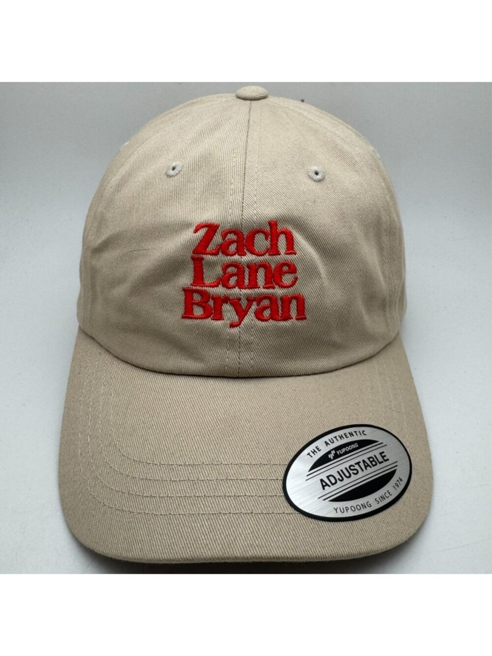 Zach Lane Bryan Hat Cap Yupoong Khaki Tan Embroidered Strapback Country Music